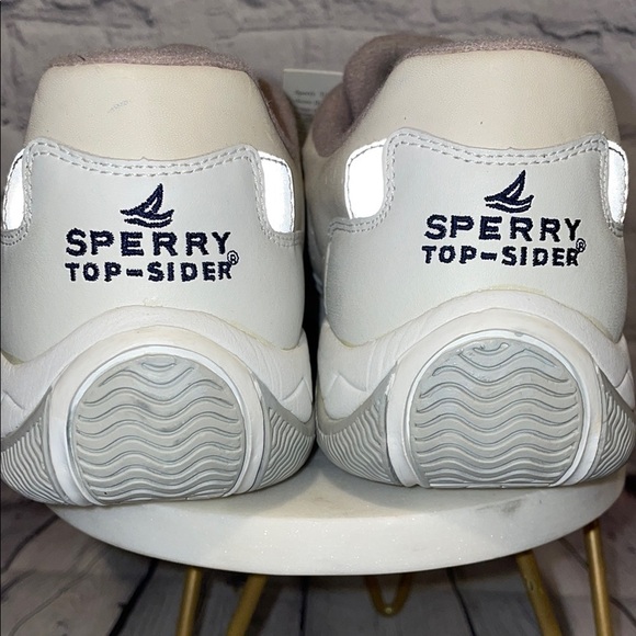 Sperry Top Sider White and Gray Leather Sneakers Mens Sz 10M - Picture 3 of 5